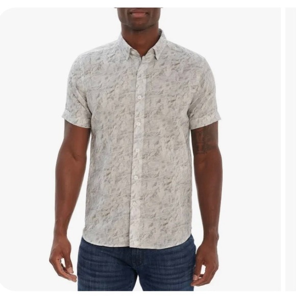 Robert Graham Marbella Short Sleeve Linen Blend Button-Up Shirt NWOT Plus Sz 3XL - Picture 7 of 16